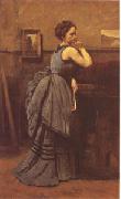 Jean Baptiste Camille  Corot Woman in Blue (mk05) Norge oil painting reproduction